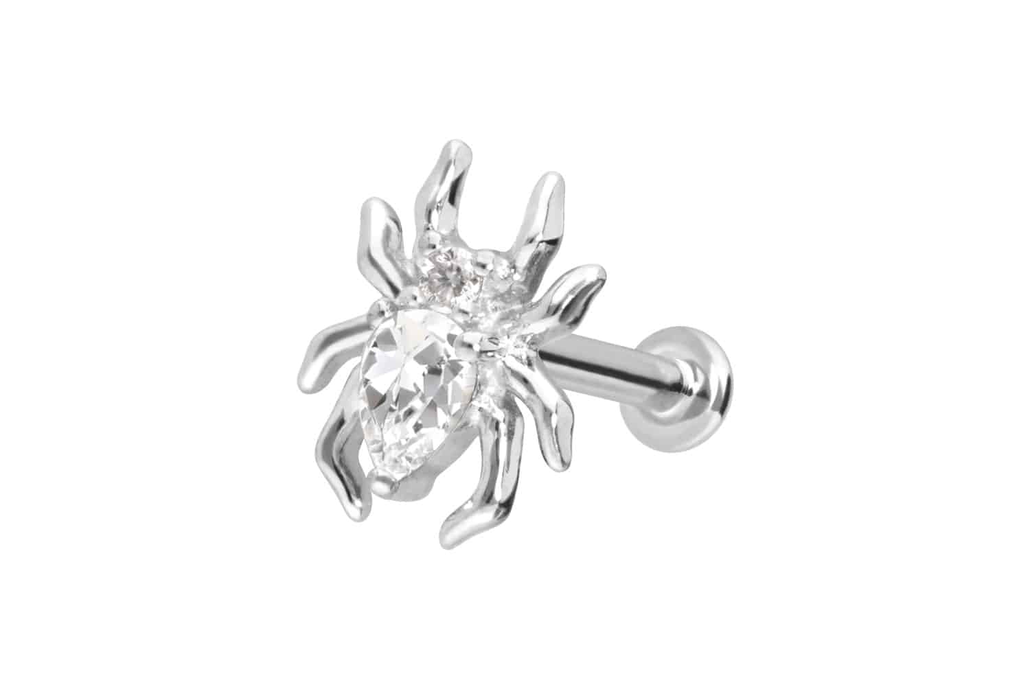 14 Karat Gold Labret Piercing mit Innengewinde MOISSANIT-SPINNE